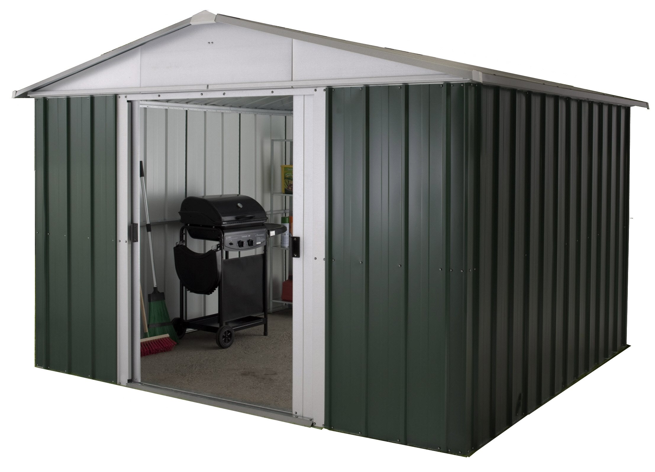Yardmaster 10 x 8 ft Deluxe Apex Roofed Metal Shed - Green
